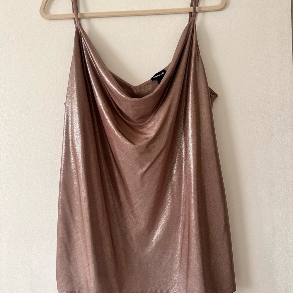 Shimmering Bronze Cowl Neck Top